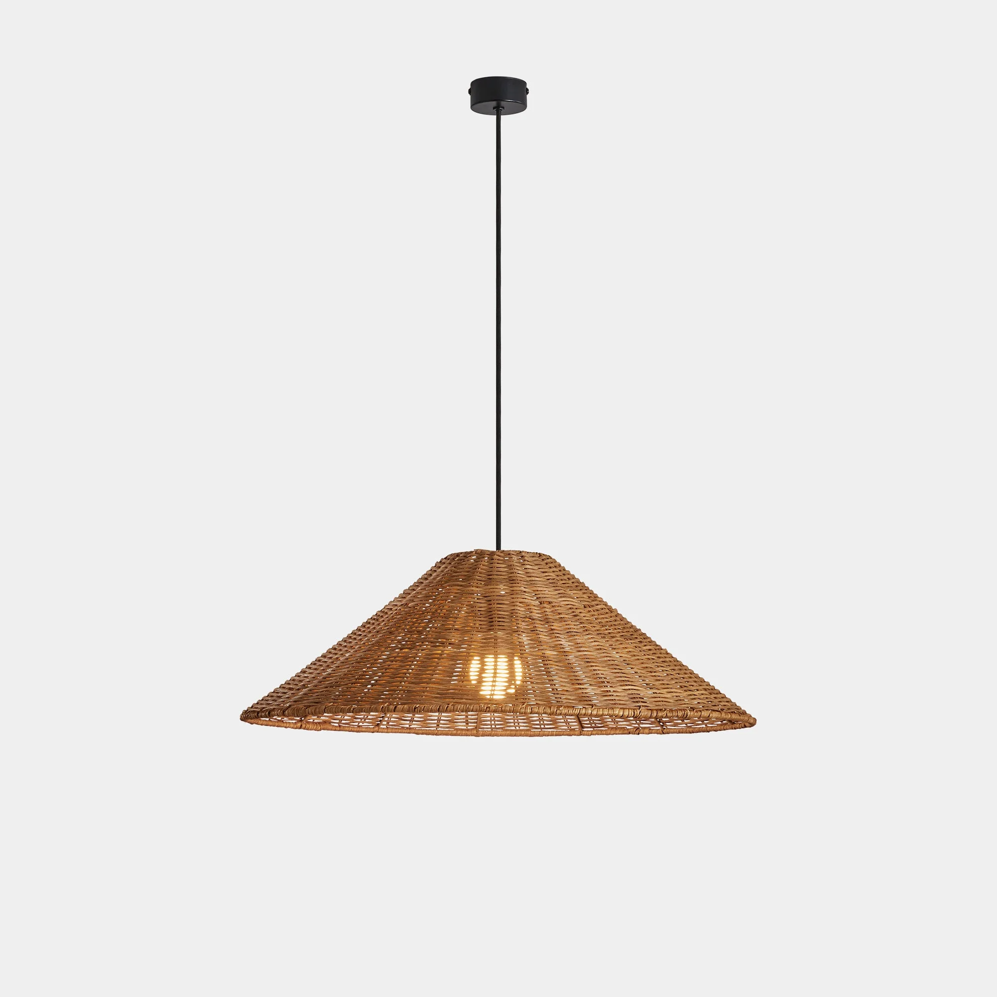 Lámpara de techo colgante LedsC4 Caribe E27 negro rattan natural Ø60cm 00-8110-05-ES