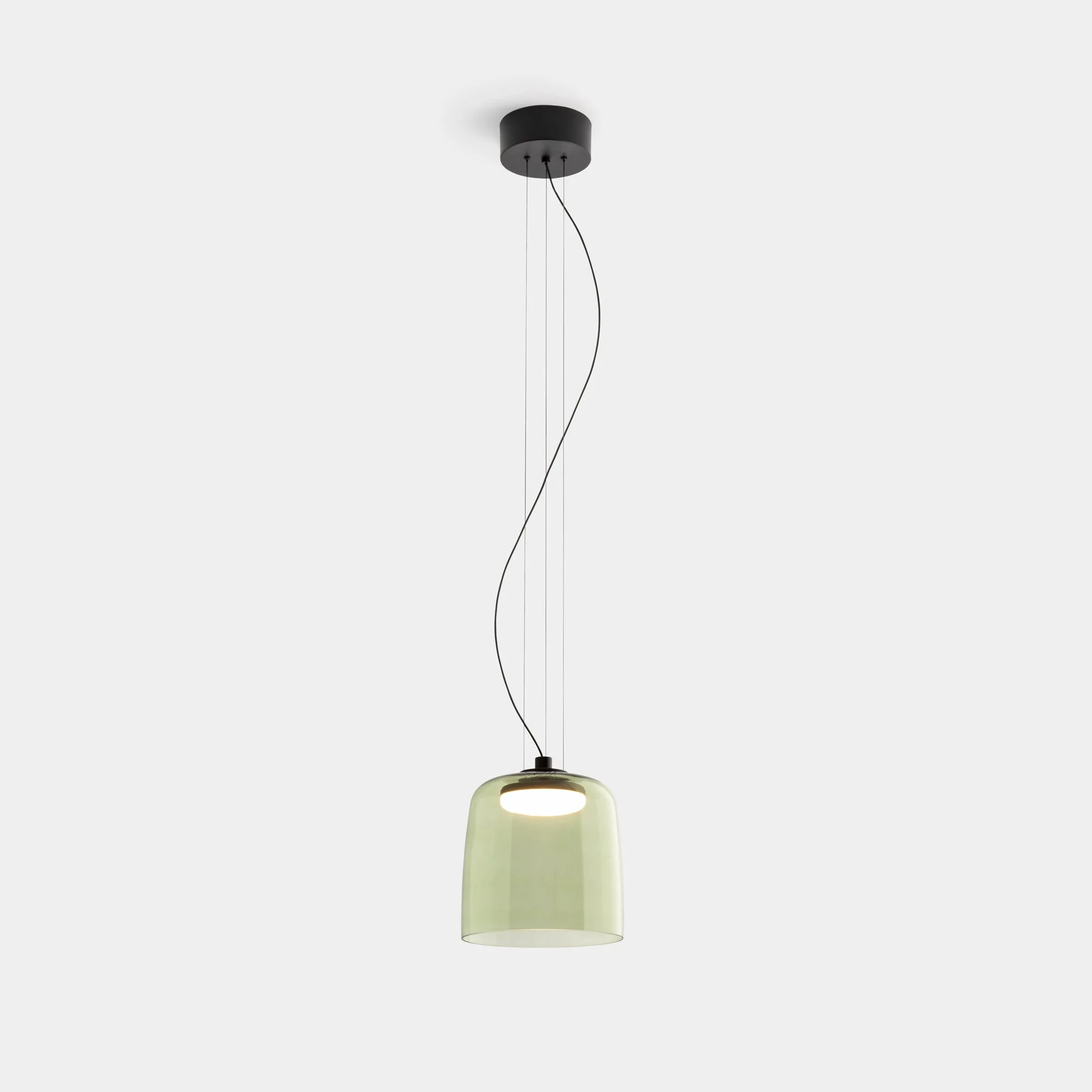 Lámpara de techo colgante LedsC4 Levels LED negro verde CCT regulable Ø22cm 00-A024-05-08