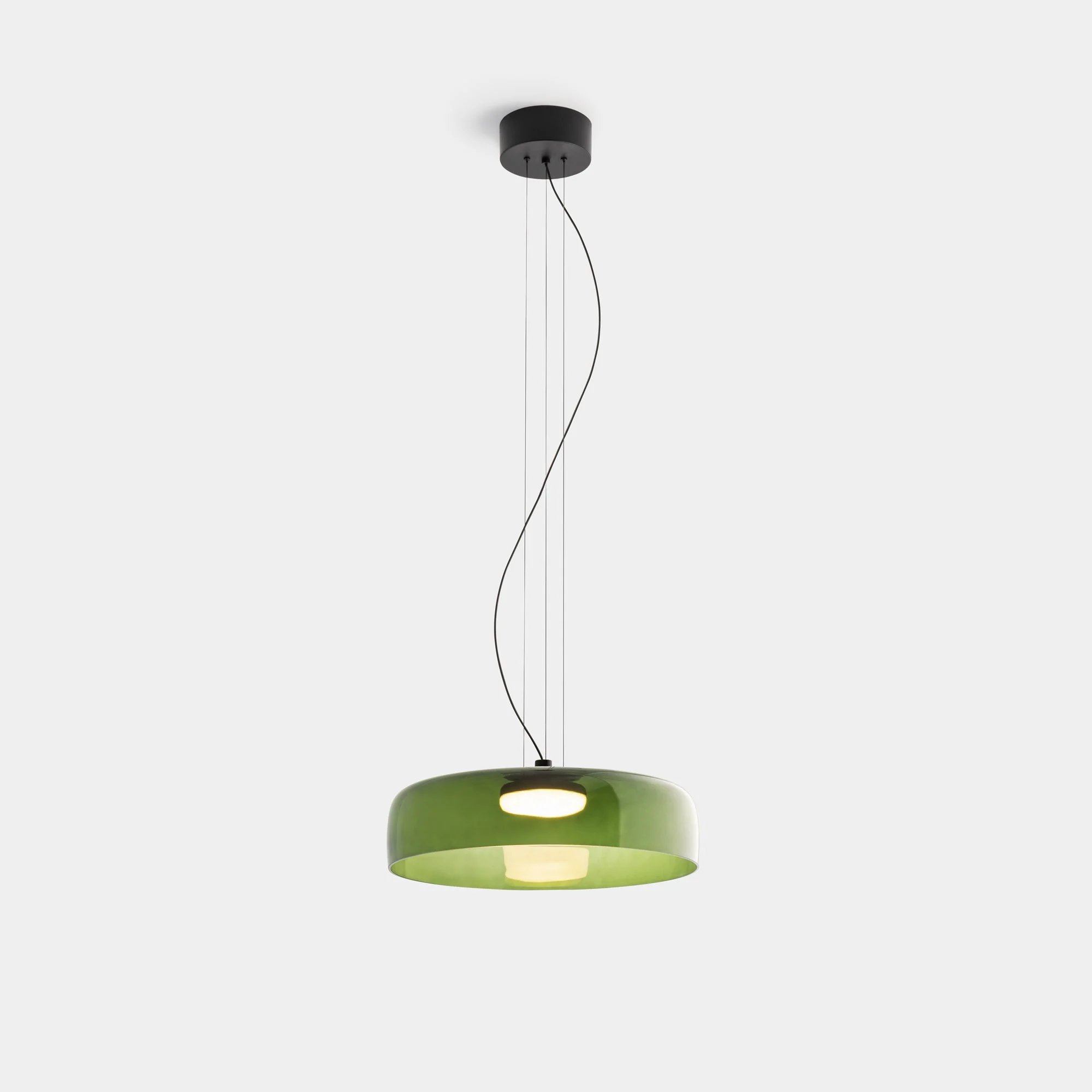 Lámpara de techo colgante LedsC4 Levels LED negro verde CCT regulable Ø42cm 00-A026-05-08