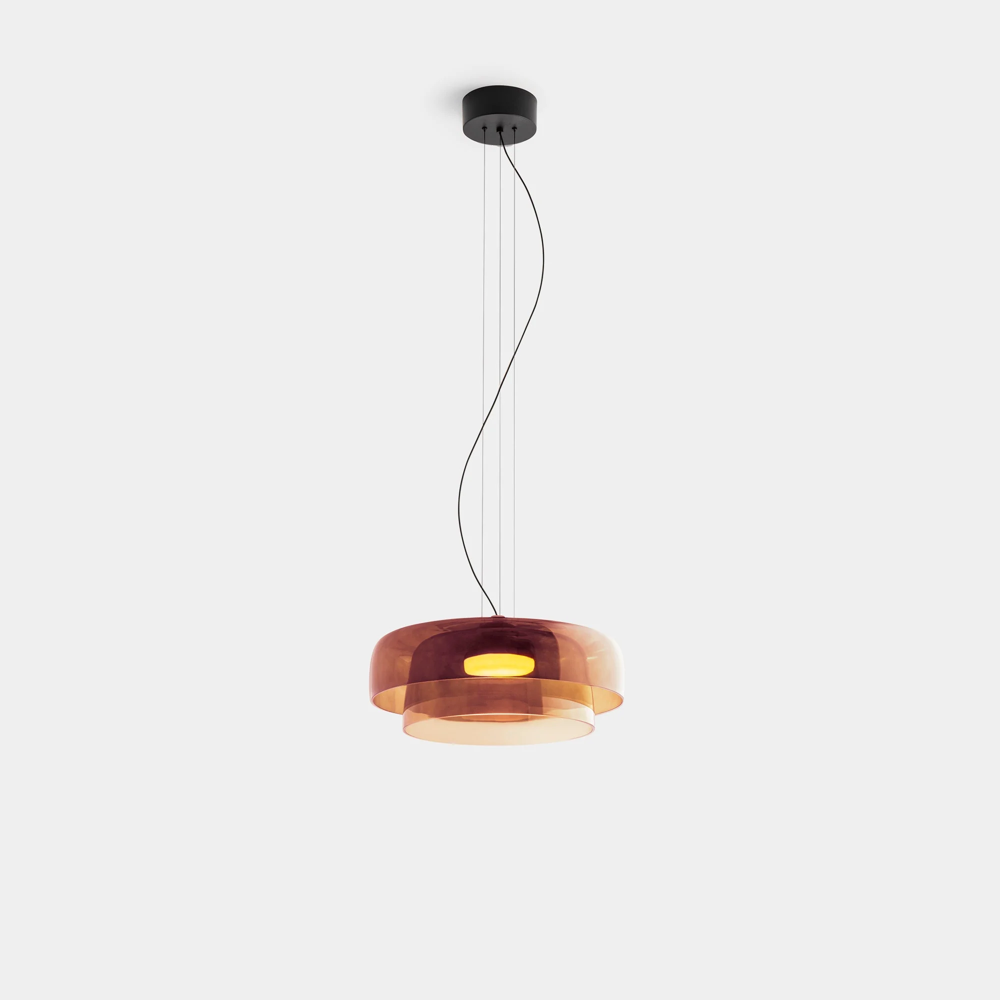 Lámpara de techo colgante LedsC4 Levels LED 2 luces negro ámbar CCT regulable 00-A028-05-15