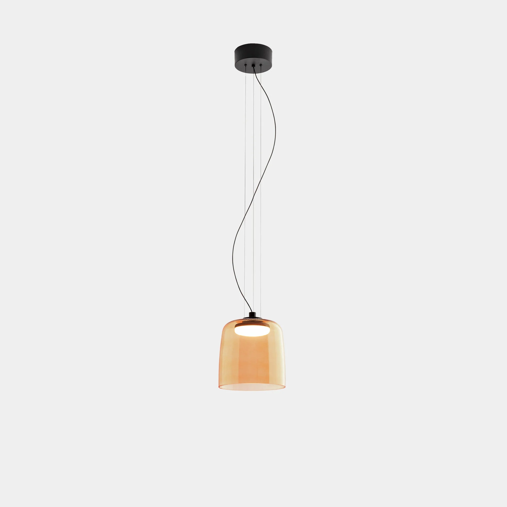 Lámpara de techo colgante LedsC4 Levels LED negro ámbar CCT regulable DALI Ø22cm 00-A042-05-15