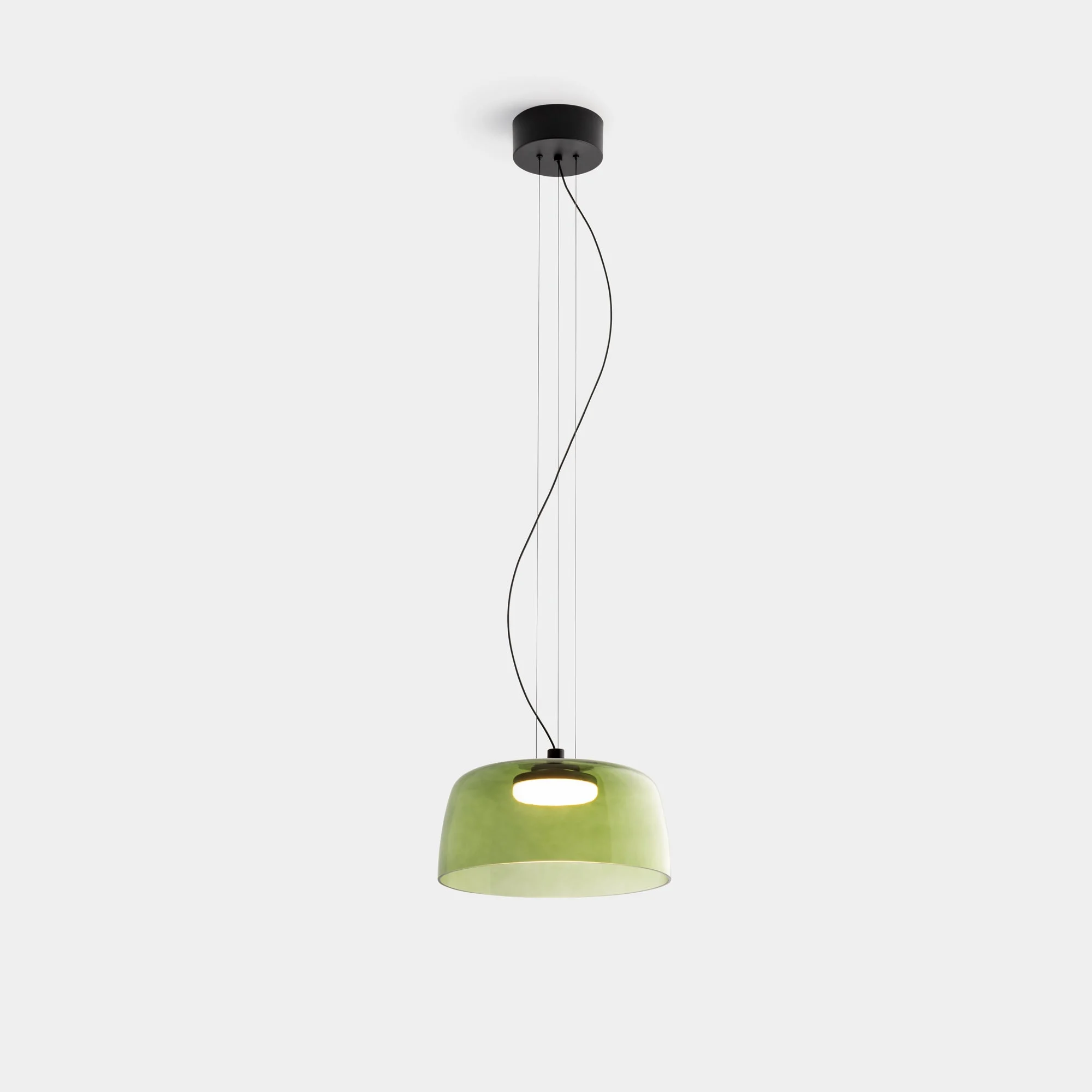 Lámpara de techo colgante LedsC4 Levels LED negro verde CCT regulable DALI Ø32cm 00-A043-05-08