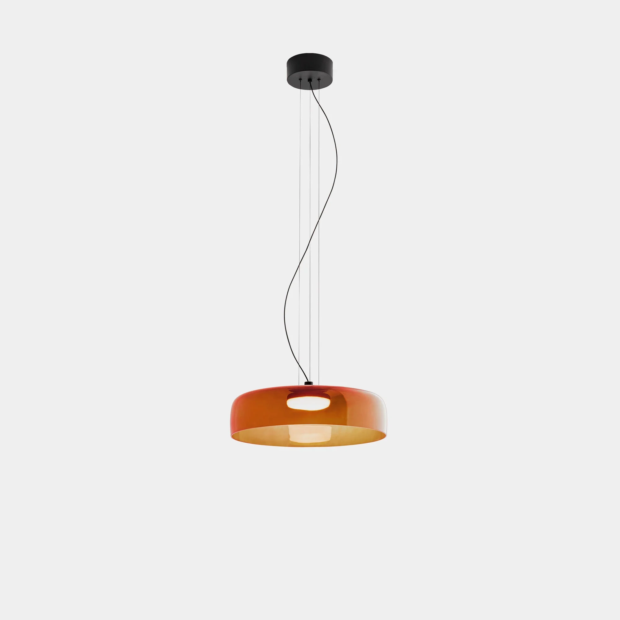 Lámpara de techo colgante LedsC4 Levels LED negro ámbar CCT regulable DALI Ø42cm 00-A044-05-15