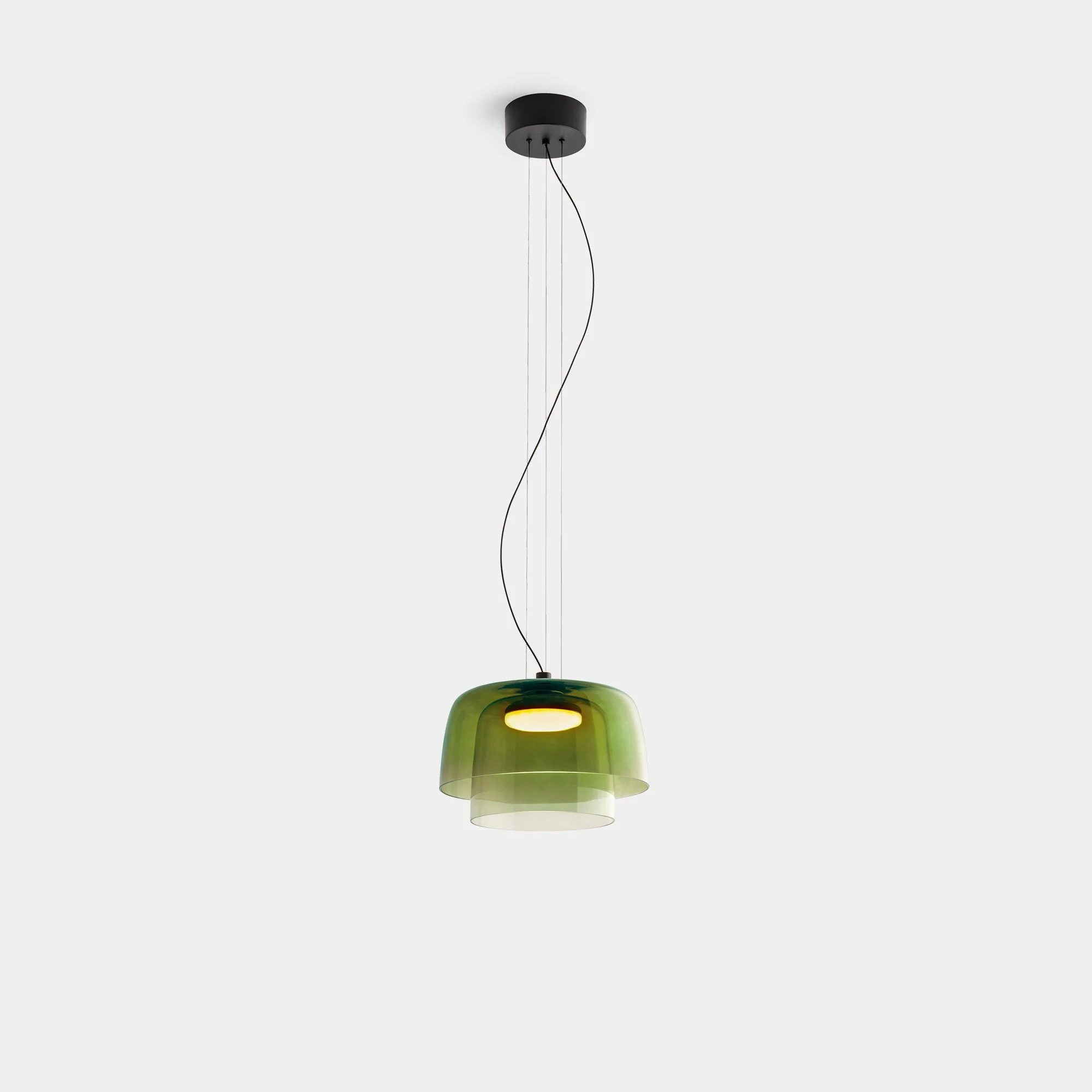 Lámpara de techo colgante LedsC4 Levels LED 2 luces negro verde CCT regulable 00-A045-05-08