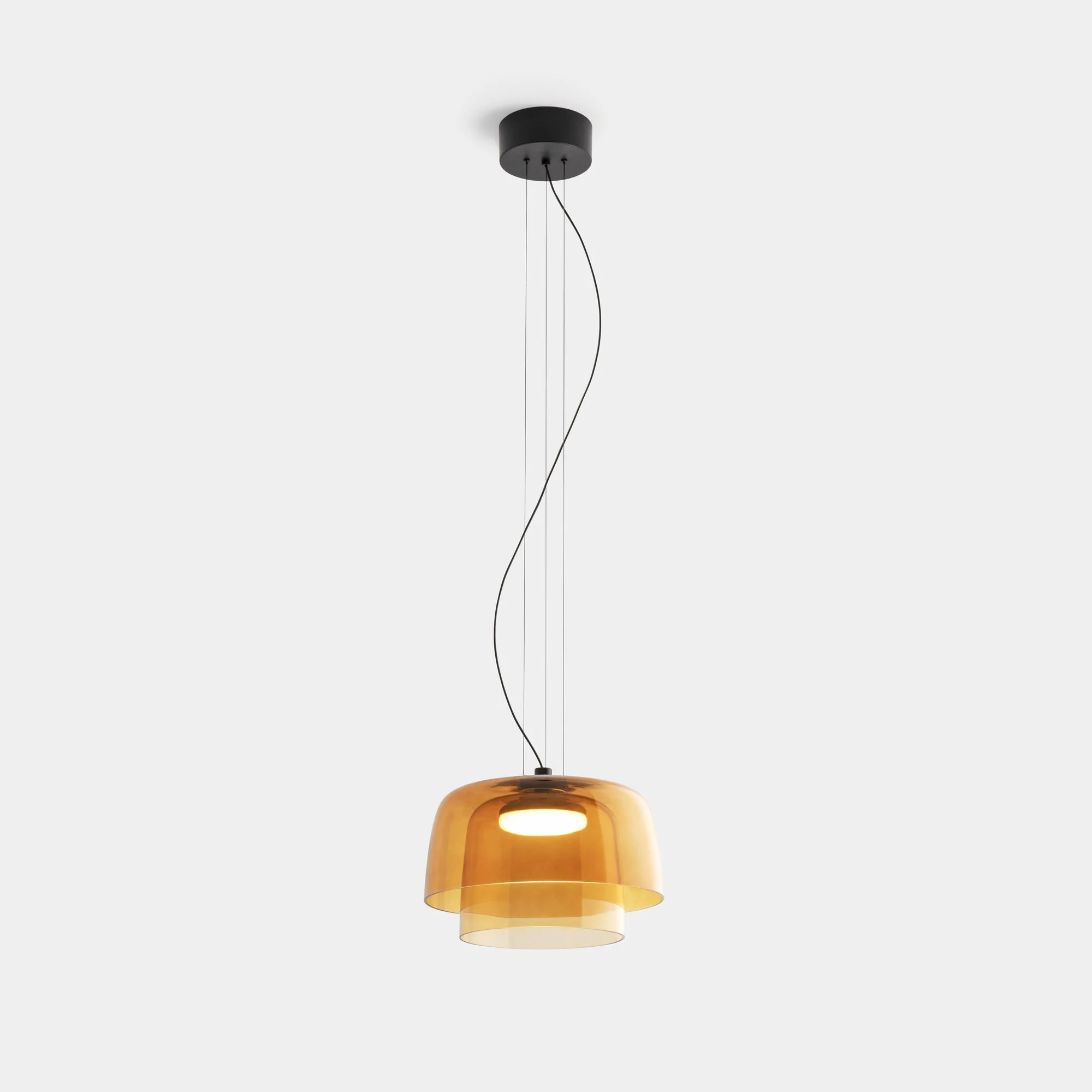 Lámpara de techo colgante LedsC4 Levels LED 2 luces negro ámbar CCT regulable 00-A045-05-15