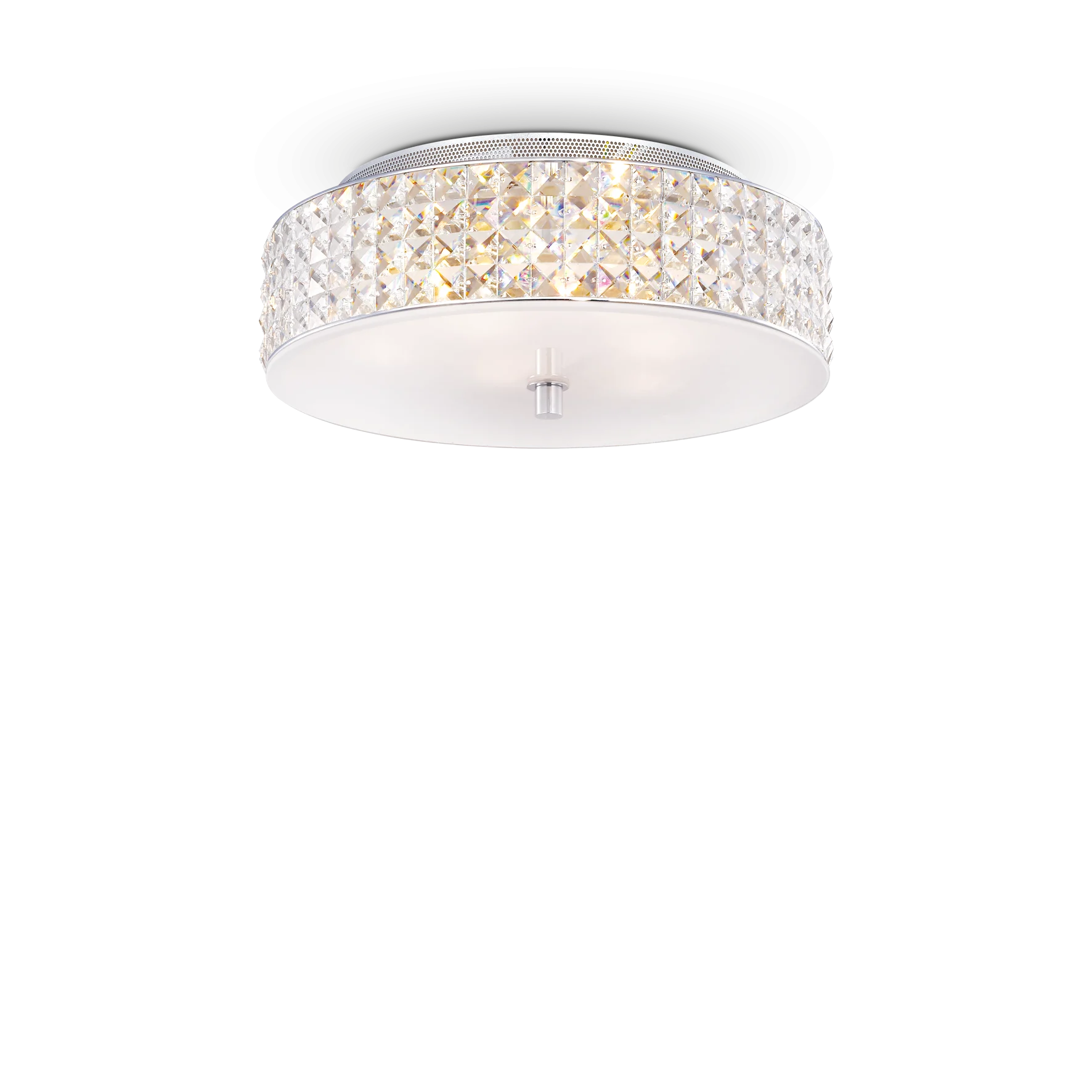 Plafón de techo Ideal Lux Roma cromo cristal y cerámica 6 luces 240W Ø40cm