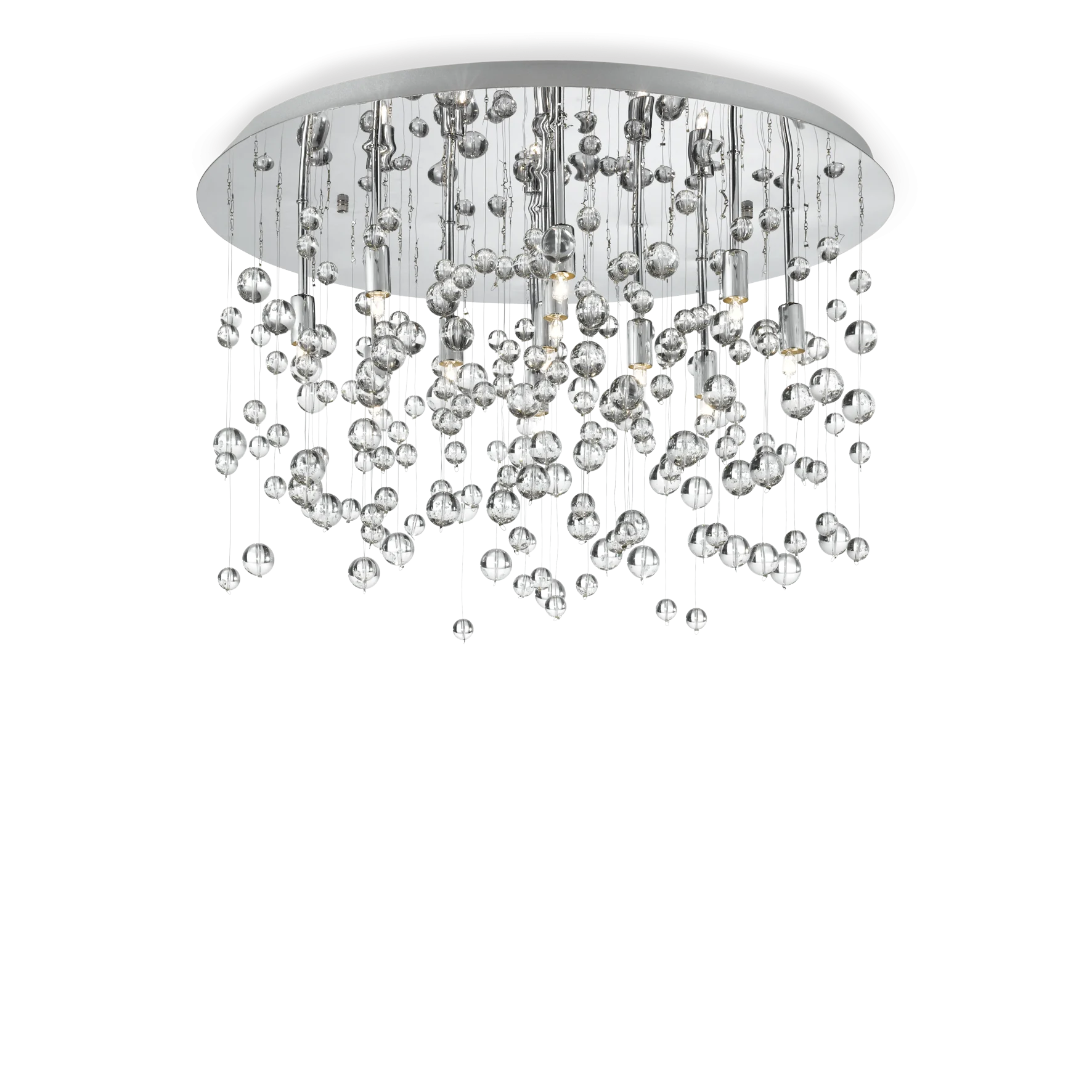 Plafón de techo Ideal Lux Neve cromo cristal 8 luces 320W Ø40,5cm