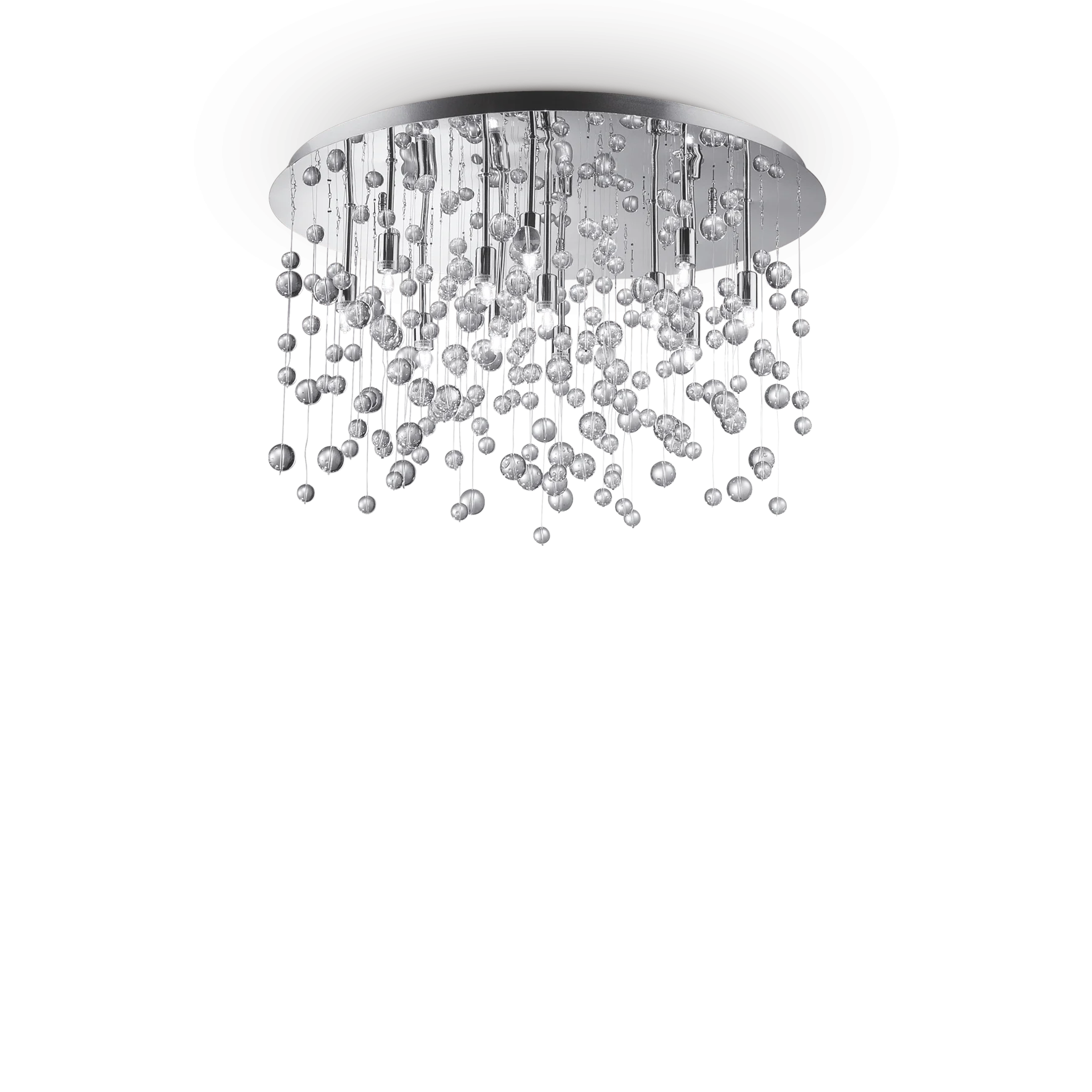 Plafón de techo Ideal Lux Neve cromo cristal 12 luces 480W Ø63cm