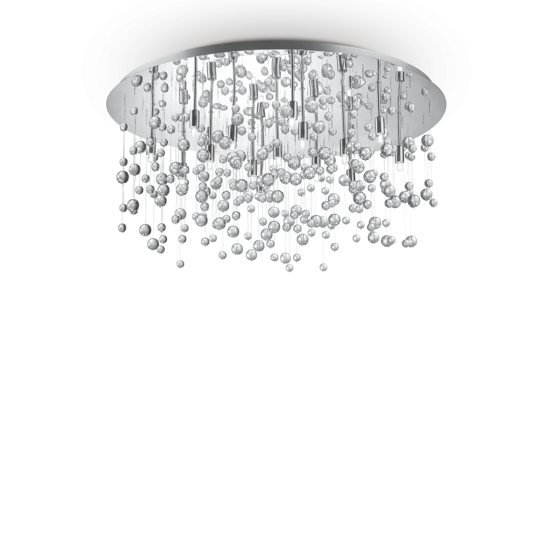 Plafón de techo Ideal Lux Neve cromo cristal 15 luces 600W Ø80cm