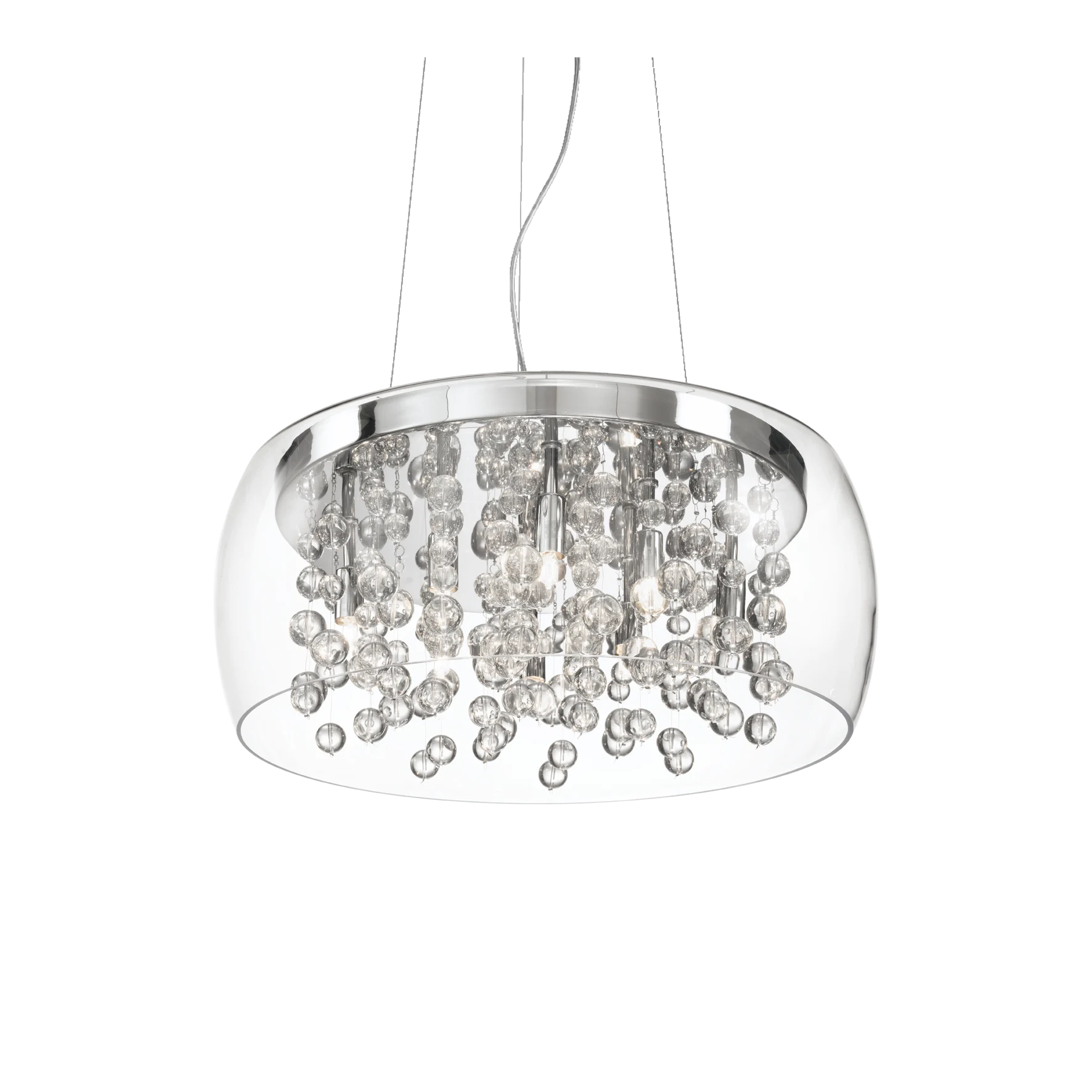 Lámpara colgante Ideal Lux Audi-80 transparente cristal 8 luces 320W Ø50cm