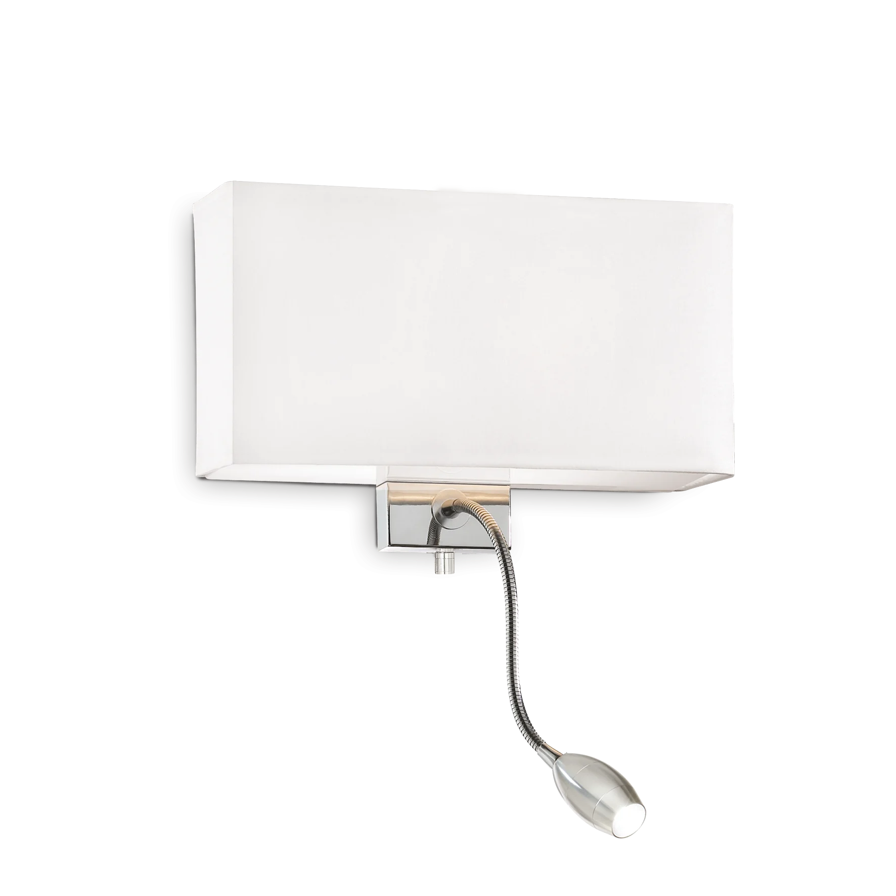 Aplique de pared con lector Ideal Lux Hotel blanco tela 2 luces 32cm