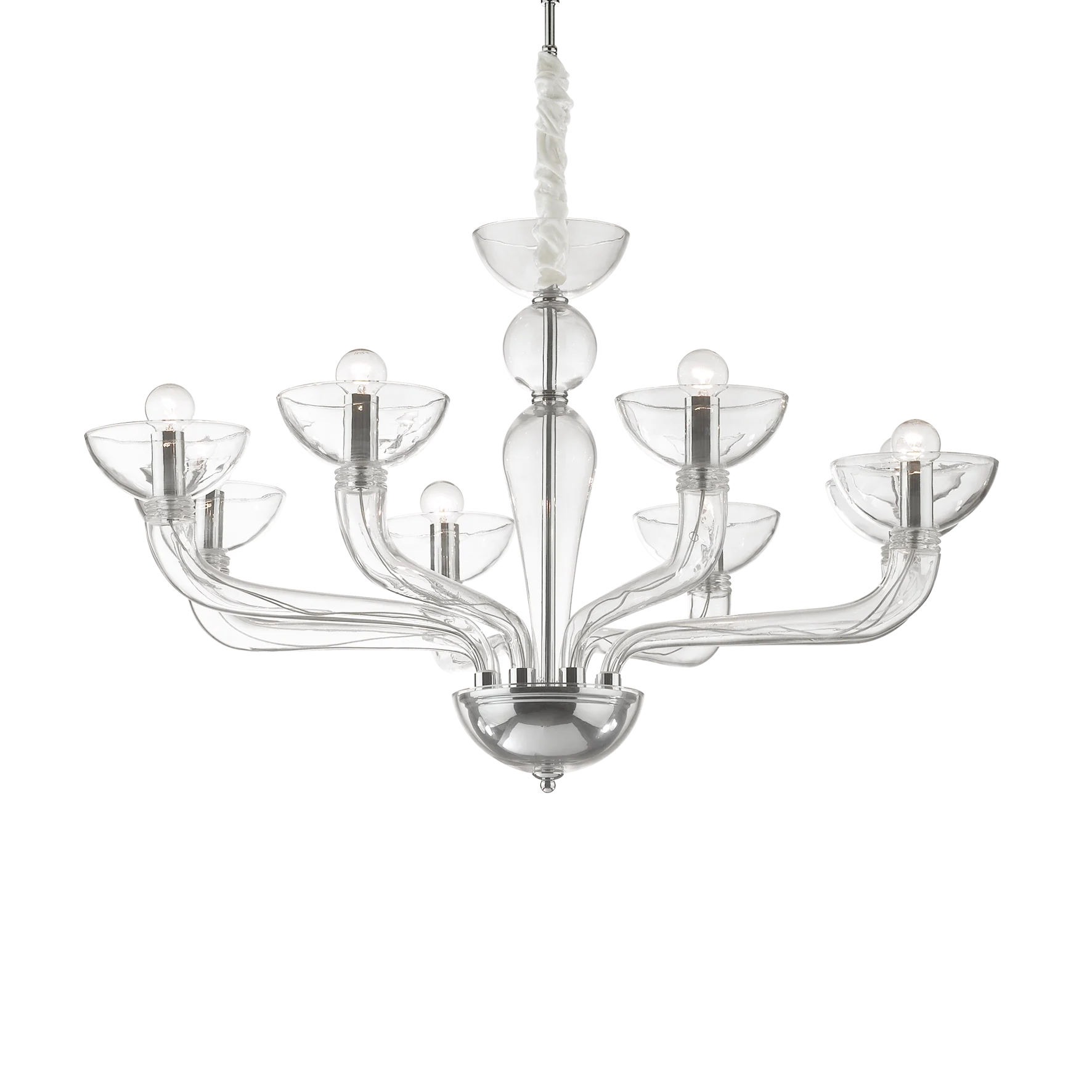 Lámpara colgante Ideal Lux Casanova transparente cristal 8 luces 320W Ø88cm