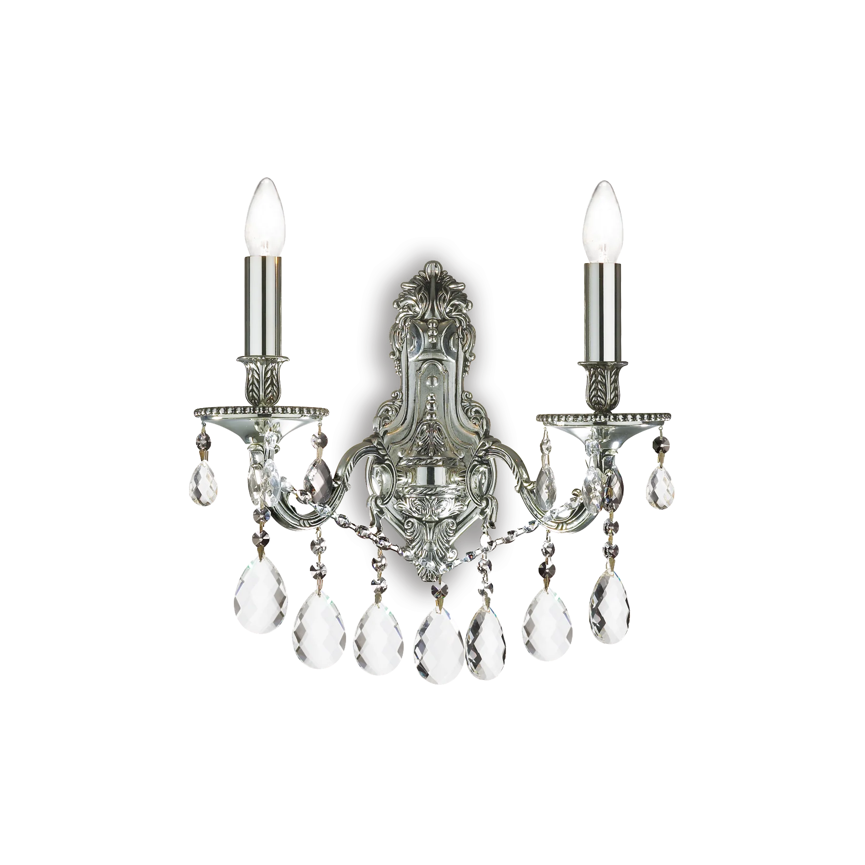 Aplique de pared Ideal Lux Gioconda plata cristal y cerámica 2 luces 80W 31cm
