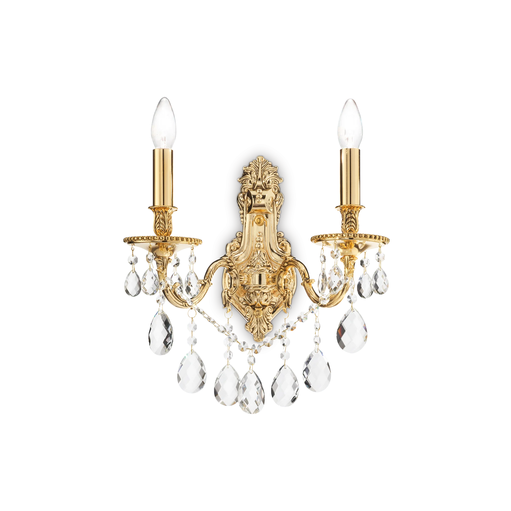 Aplique de pared Ideal Lux Gioconda dorado cristal y cerámica 2 luces 80W 31cm
