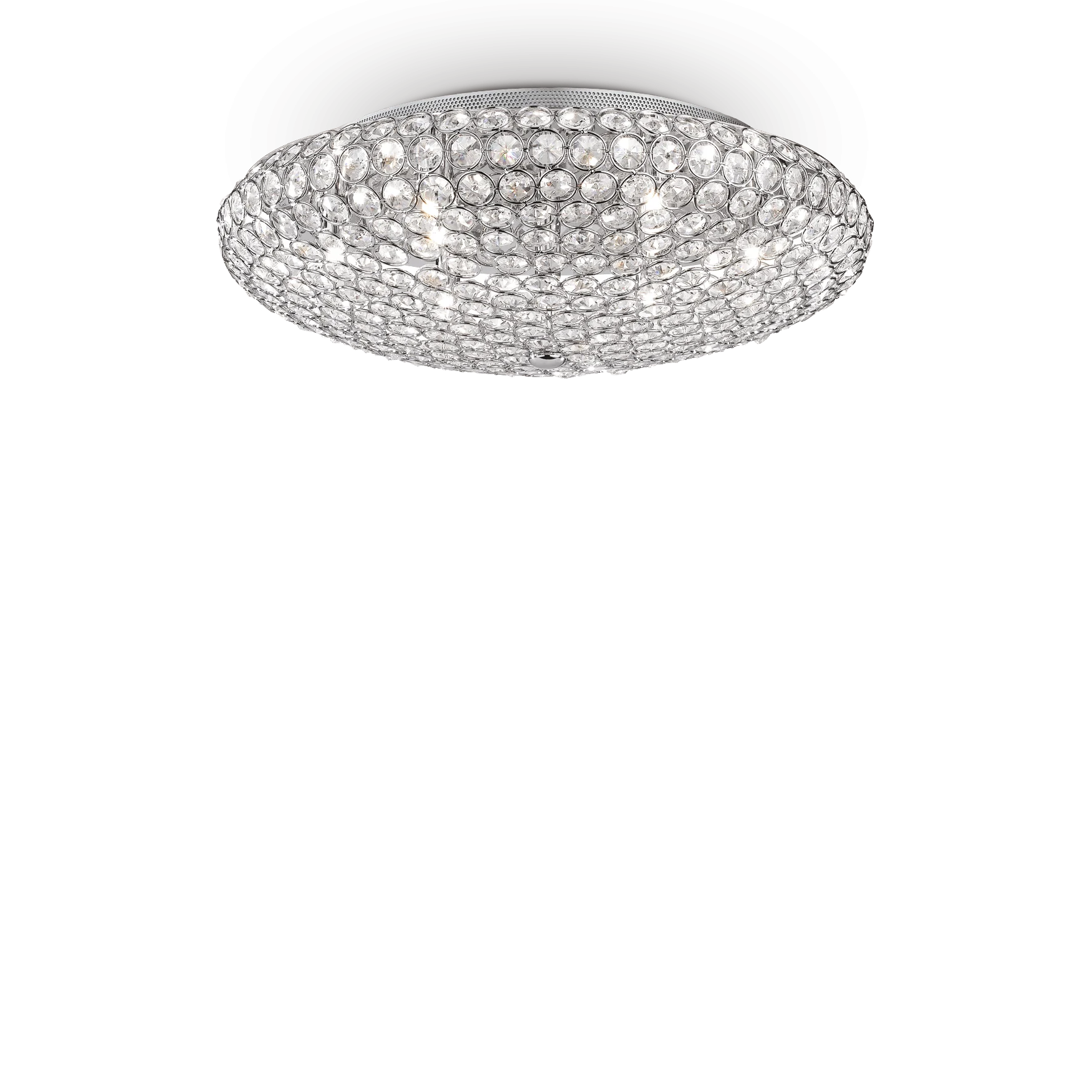 Plafón de techo Ideal Lux King cromo cristal y cerámica 9 luces 360W Ø53,5cm