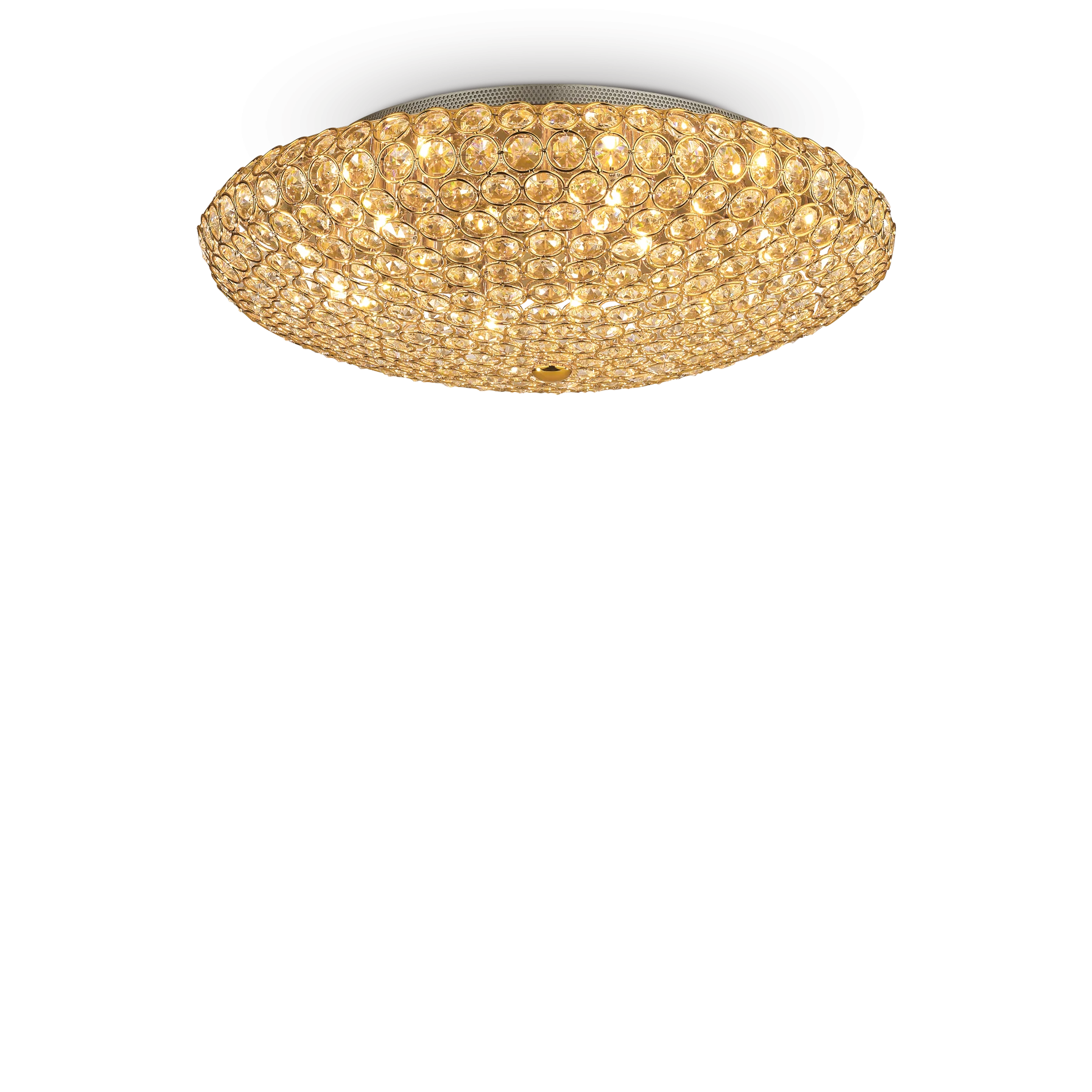 Plafón de techo Ideal Lux King dorado cristal y cerámica 9 luces 360W Ø53,5cm