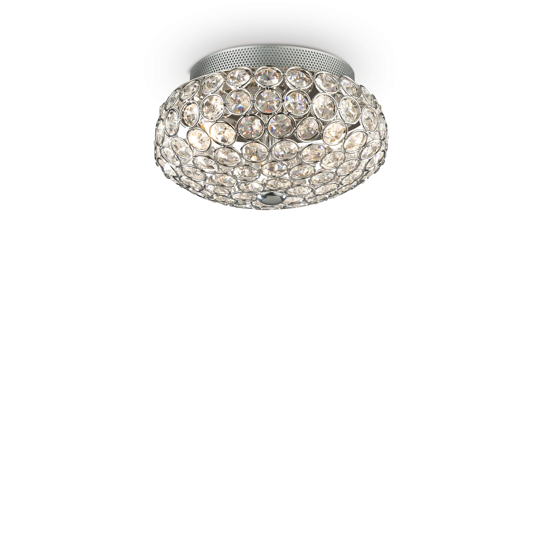 Plafón de techo Ideal Lux King cromo cristal y cerámica 3 luces 120W Ø25,5cm