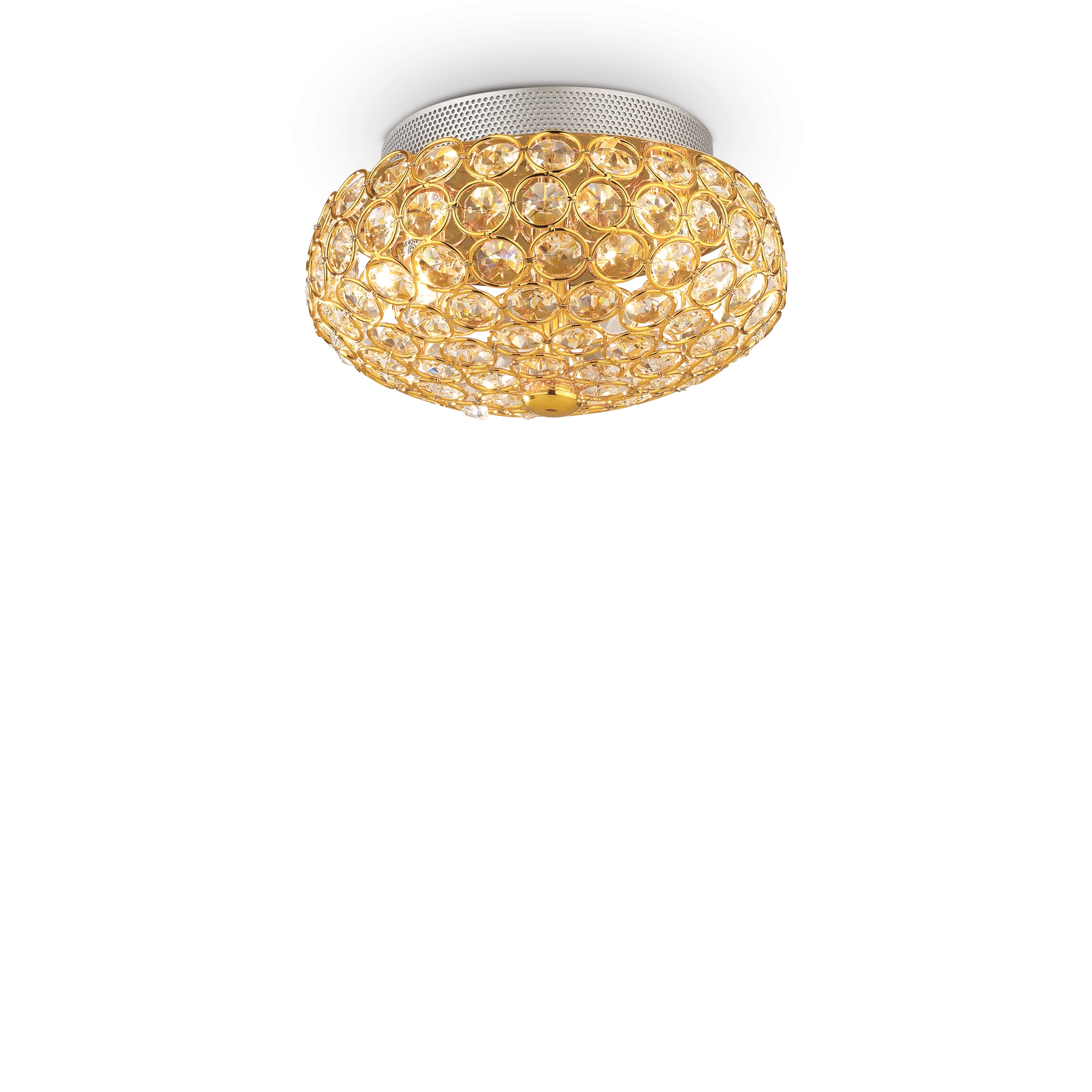Plafón de techo Ideal Lux King dorado cristal y cerámica 3 luces 120W Ø25,5cm