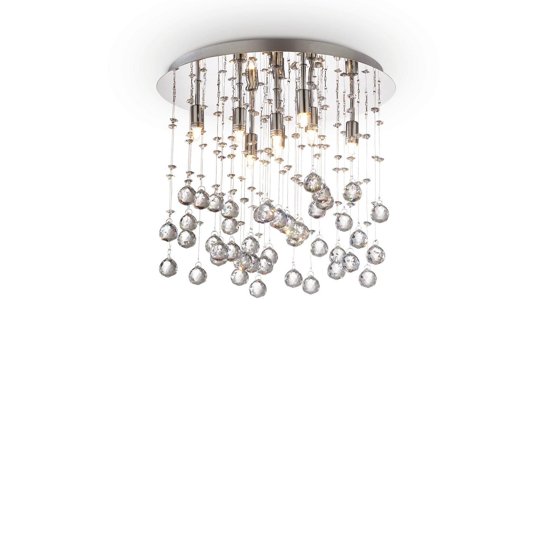 Plafón de techo Ideal Lux Moonlight cromo cristal y cerámica 8 luces 320W Ø40cm