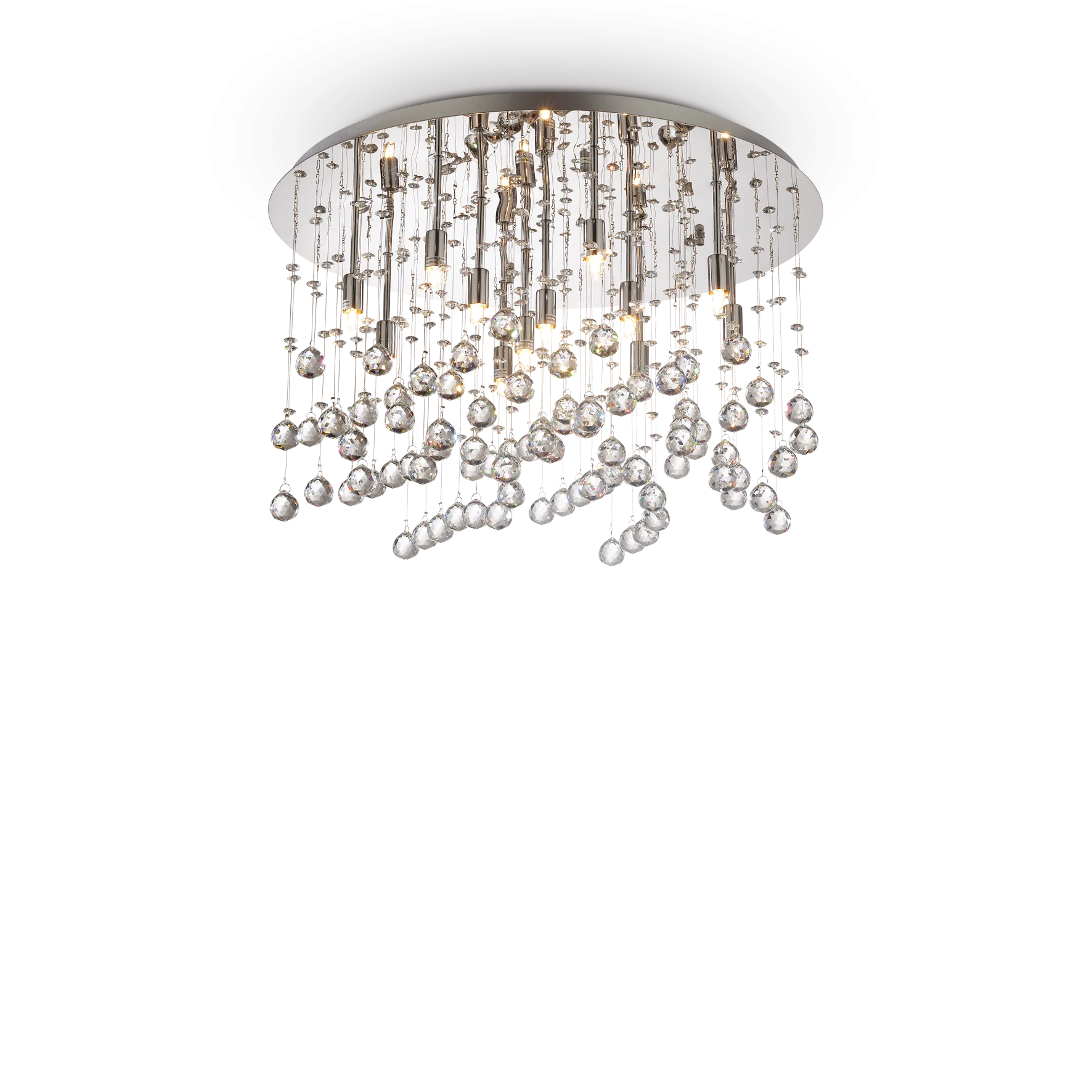 Plafón de techo Ideal Lux Moonlight cromo cristal y cerámica 12 luces 480W Ø60cm