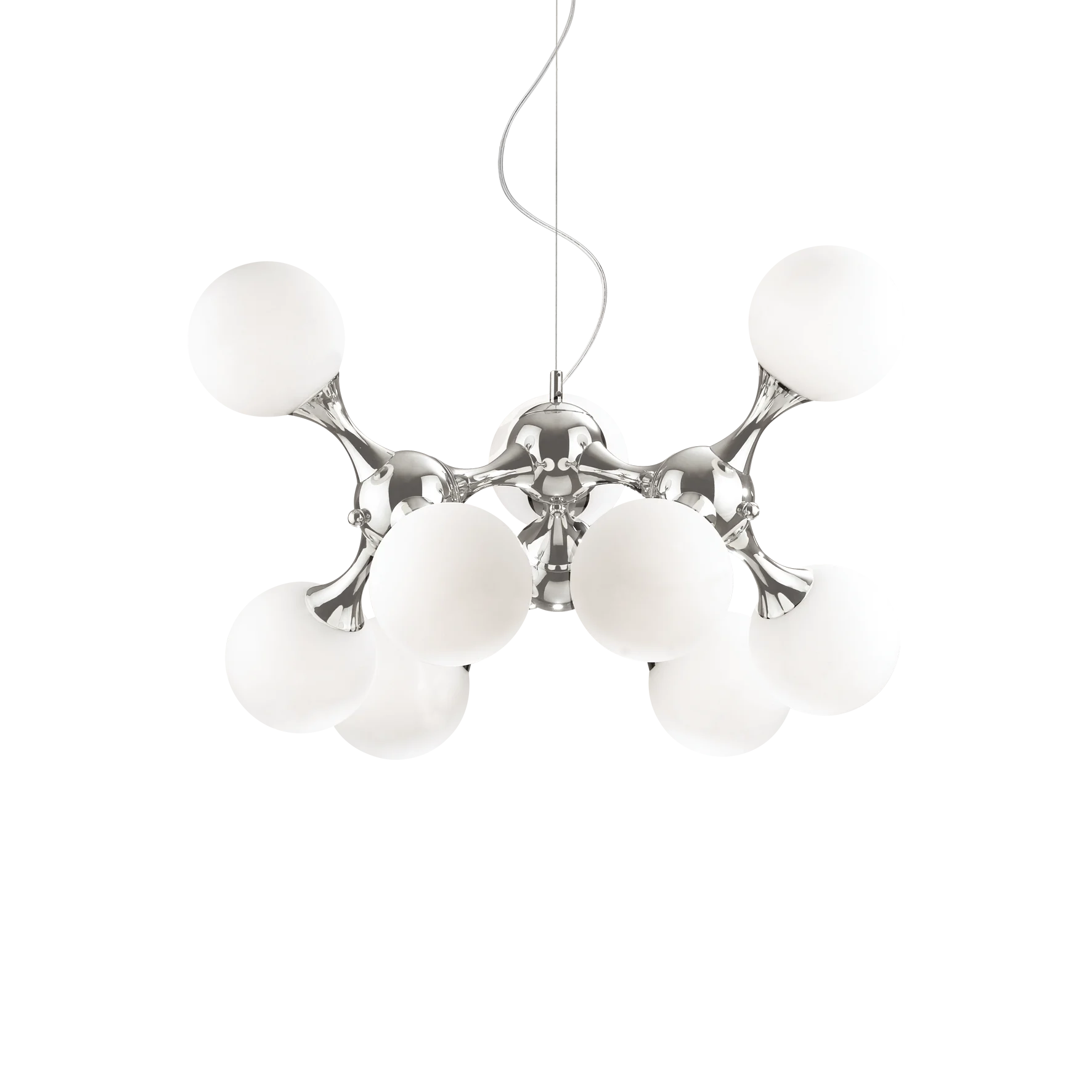 Lámpara colgante 9 bolas Ideal Lux Nodi blanco cristal 9 luces 252W Ø80cm