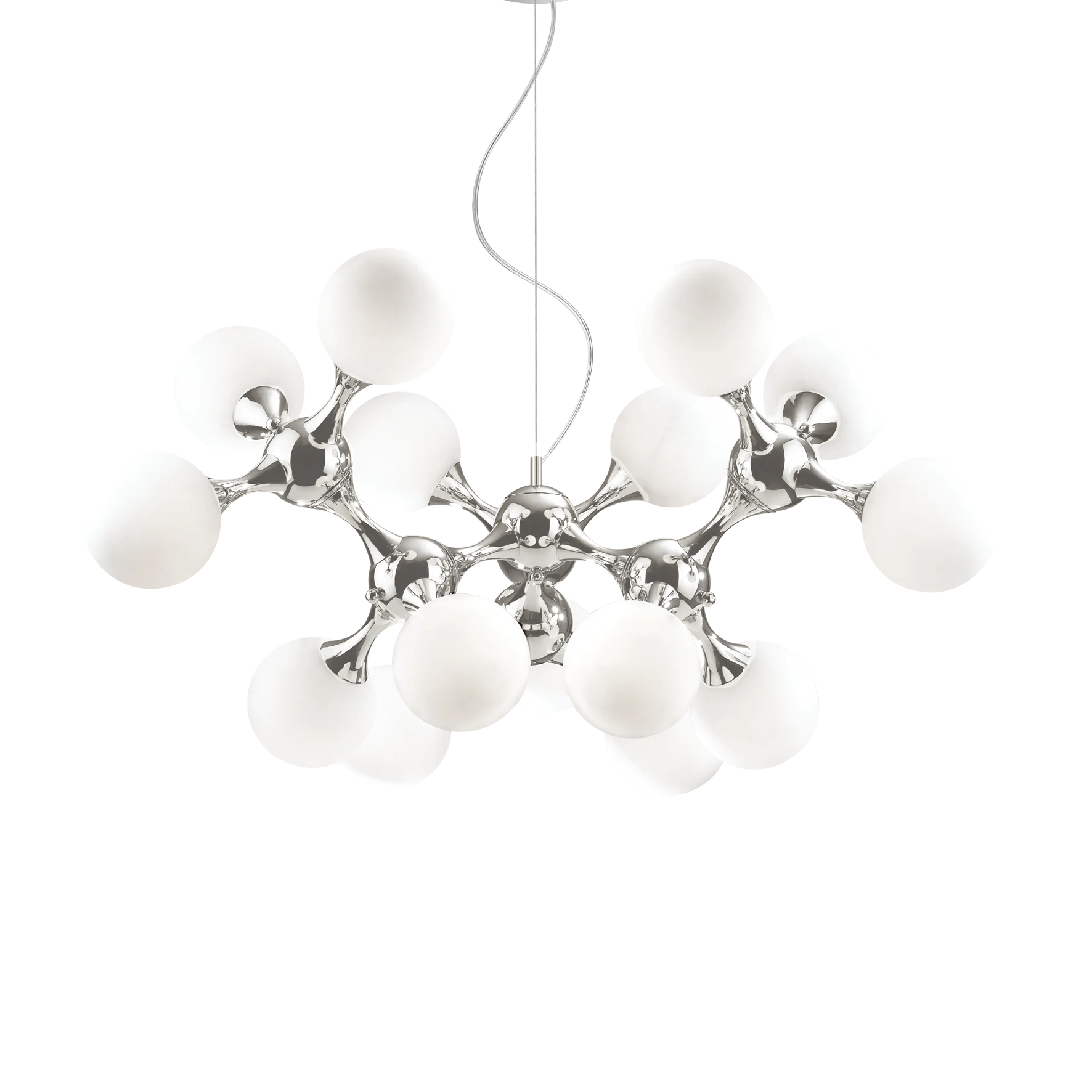Lámpara colgante 15 bolas Ideal Lux Nodi blanco cristal 15 luces 420W Ø105cm