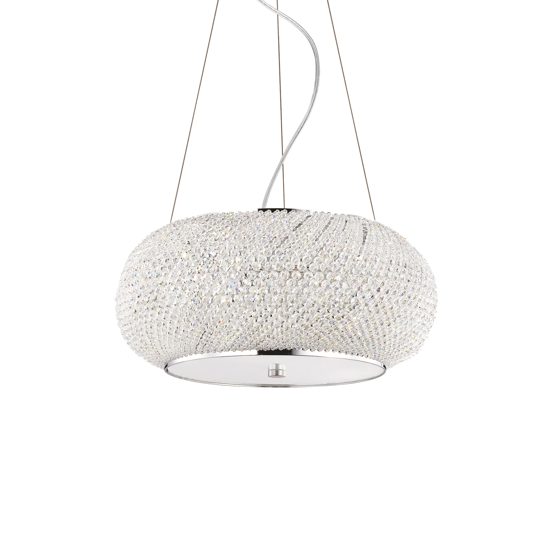 Lámpara colgante Ideal Lux Pasha' cromo cristal y cerámica 6 luces 240W Ø40cm