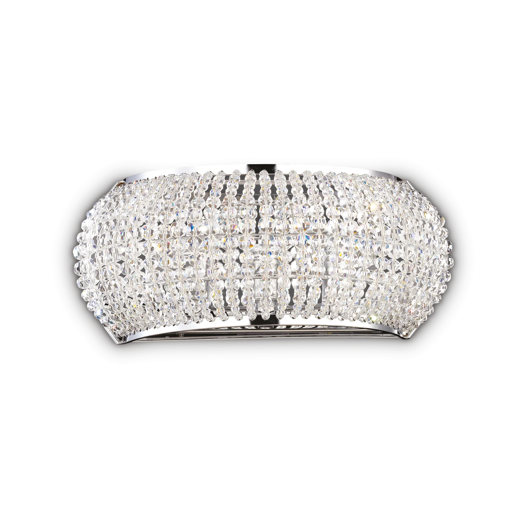 Aplique de pared Ideal Lux Pasha' cromo cristal y cerámica 3 luces 120W 25,5cm