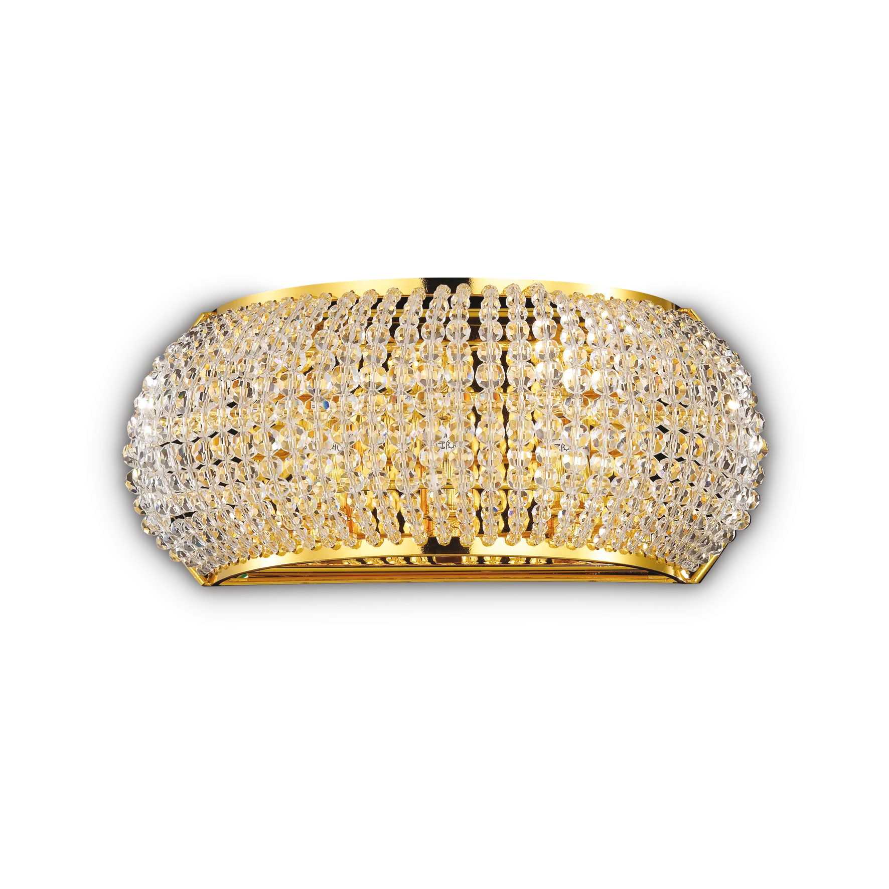 Aplique de pared Ideal Lux Pasha' dorado cristal y cerámica 3 luces 120W 25,5cm