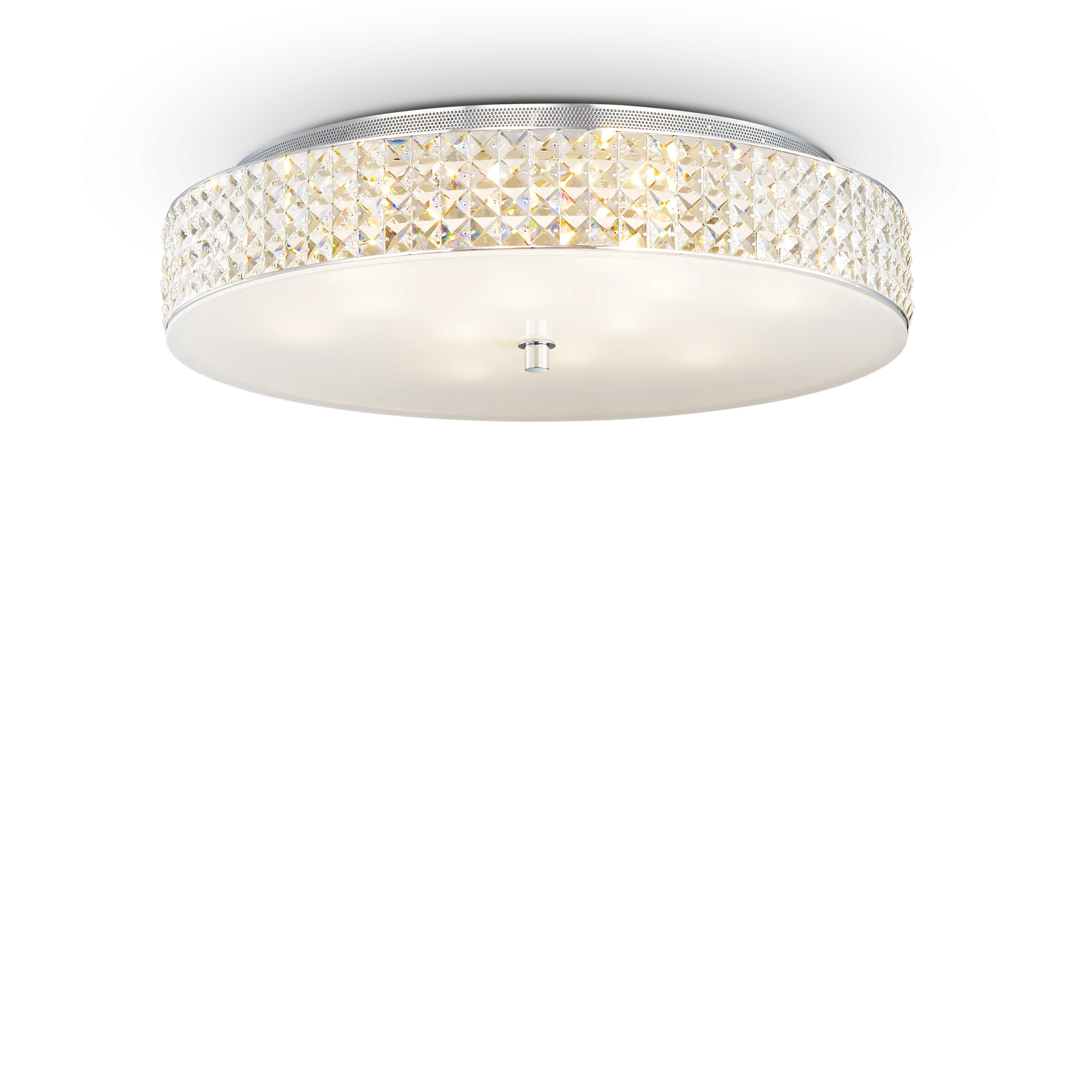 Plafón de techo Ideal Lux Roma cromo cristal y cerámica 12 luces 480W Ø60cm