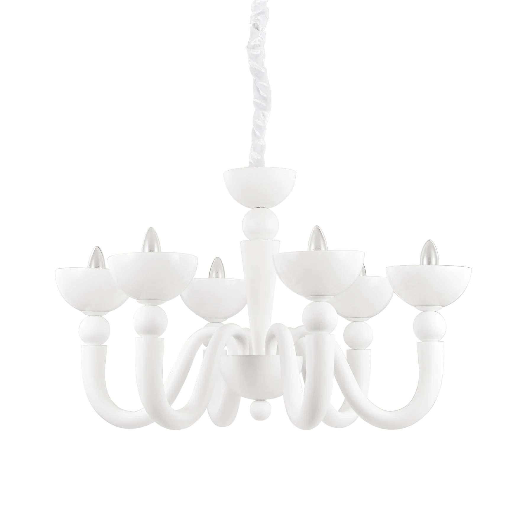 Lámpara colgante Ideal Lux Bon blanco cristal 6 luces 168W Ø80cm