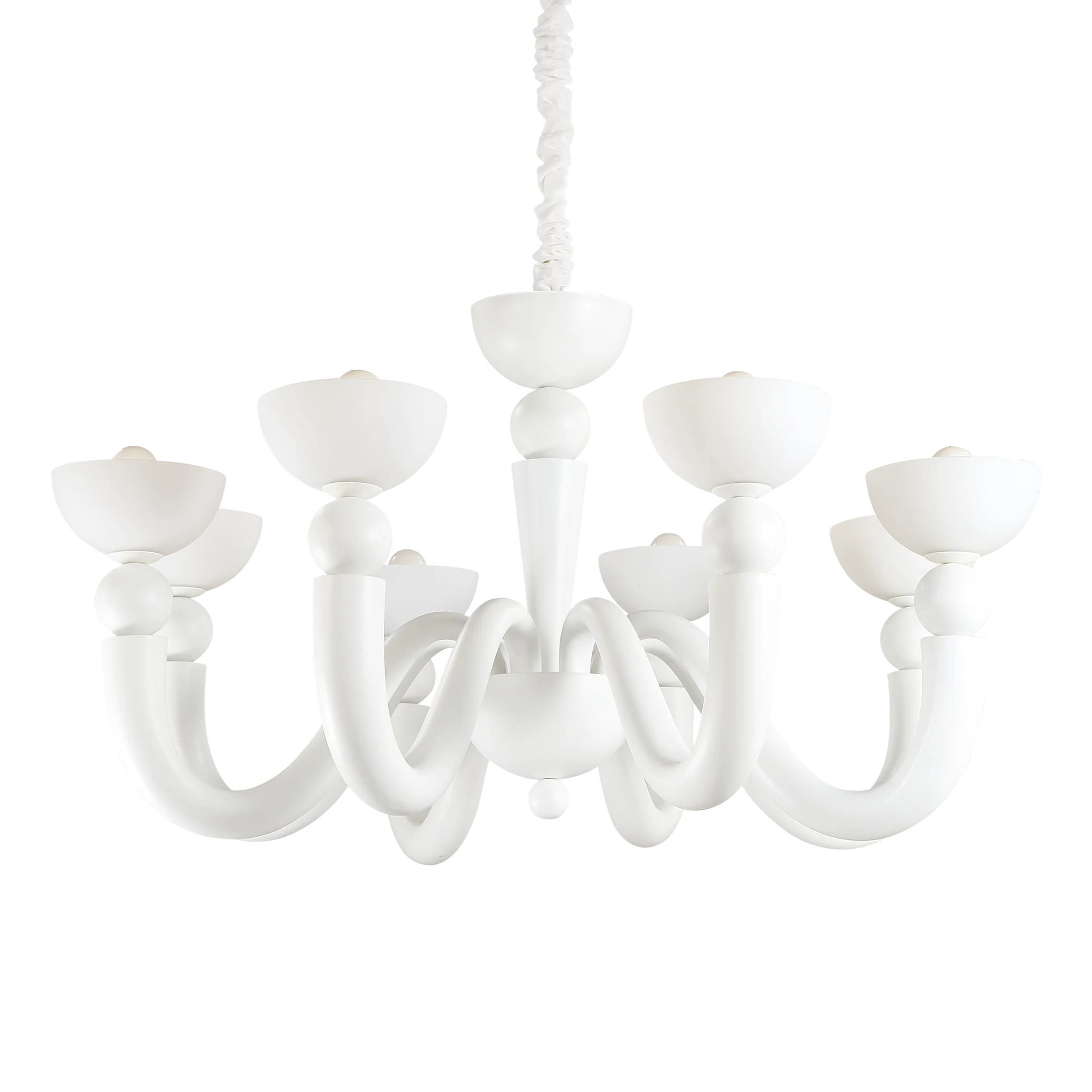 Lámpara colgante Ideal Lux Bon blanco cristal 8 luces 224W Ø95,5cm
