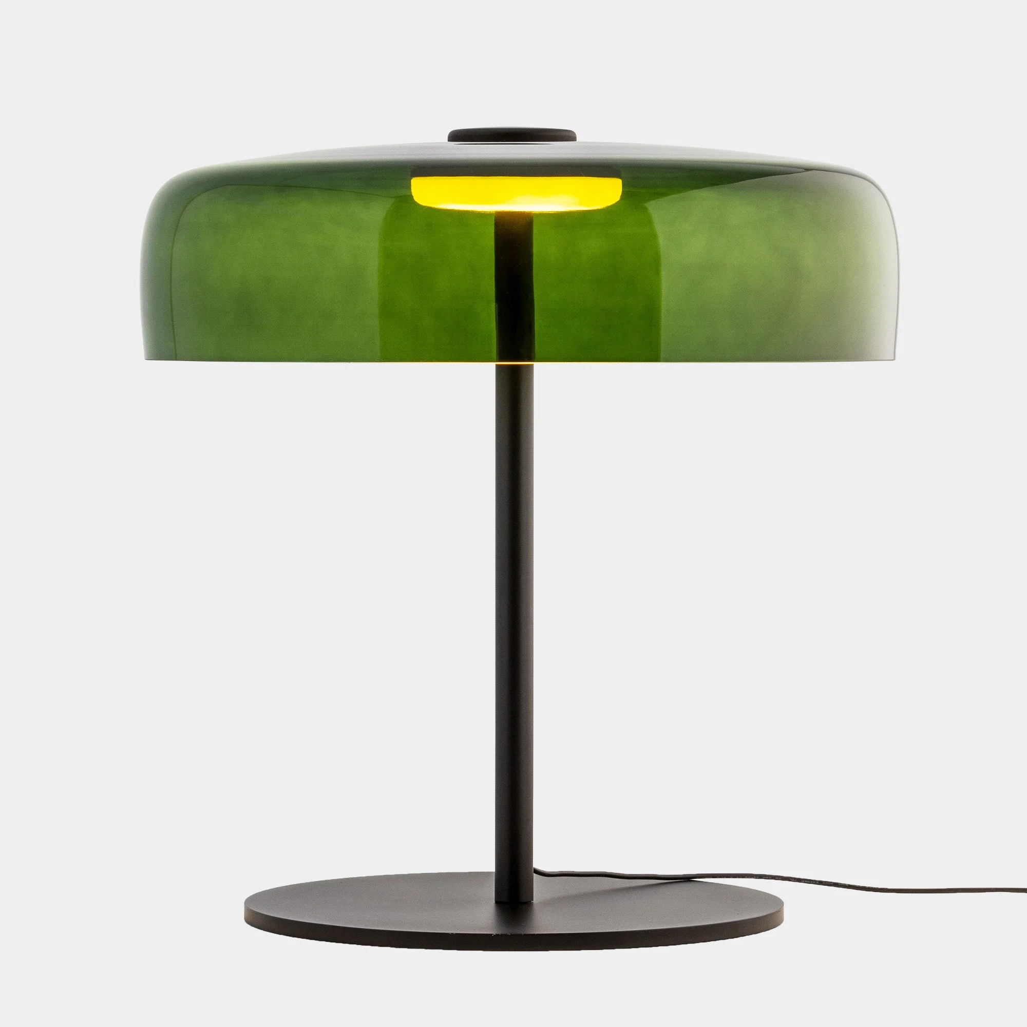 Lámpara de sobremesa LedsC4 Levels LED negro verde CCT regulable 3 pasos Ø42cm 10-A004-05-08