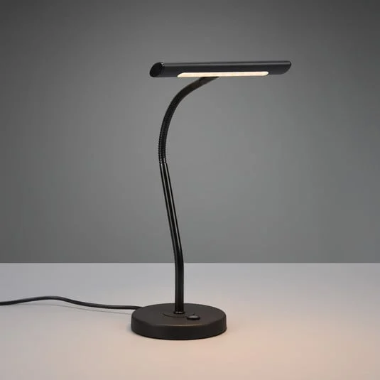 Mite lámpara de mesa con brazo flexible y atenuador negro