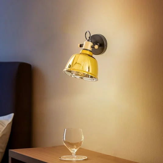 Aplique de pared Amalfi con cristal metalizado, dorado