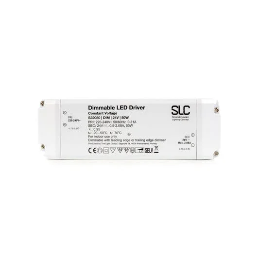 Transformador LED SLC, 24 V, 50 W, atenuable (fase ascendente/descendente)