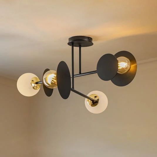 Plafón Minerva, 4 luces, negro