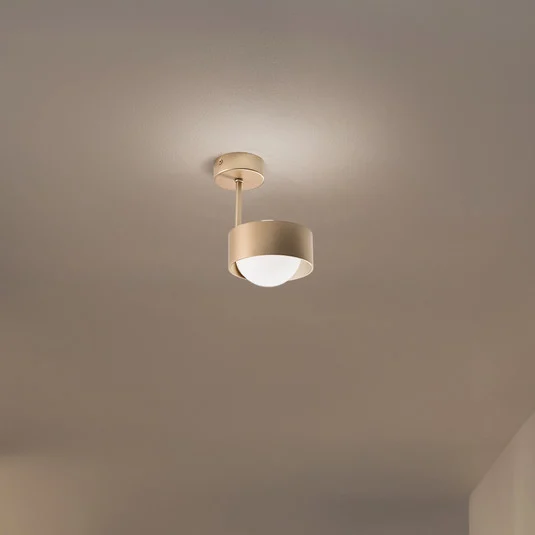 Plafón Mado, cristal opalino/latón, 1 luz
