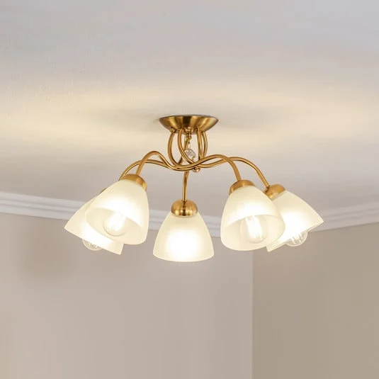 Plafón Miranda, 5 luces, latón
