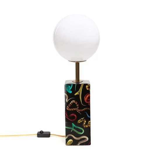 Lámpara de mesa LED Toiletpaper, motivo serpiente
