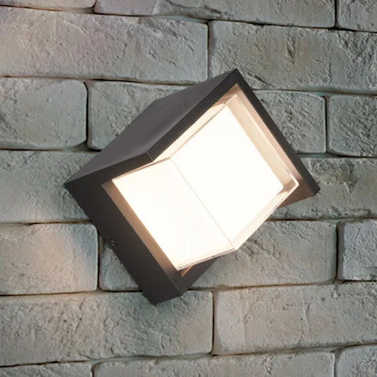 Aplique LED para exterior Puno, IP54, angular