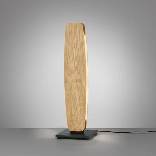 Quitani Persida lámpara de mesa LED, altura 50 cm, roble, 2.700 K