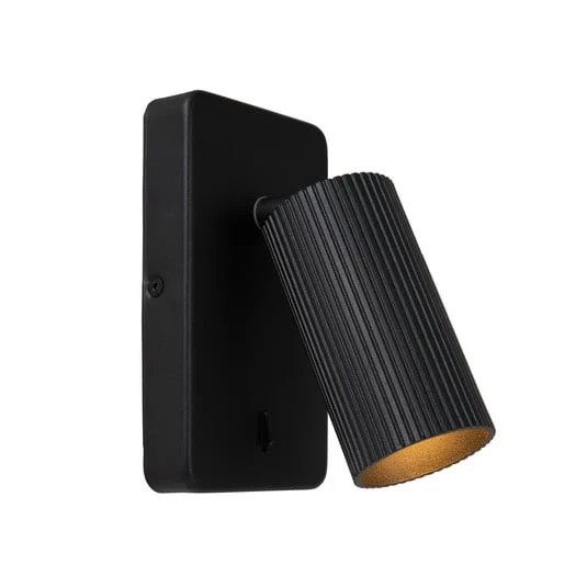 Foco de pared Clubs, 1 luz, negro