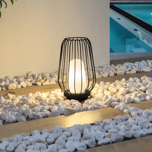 Lucande lámpara de terraza Chandan, 32,1 cm, negro, aluminio
