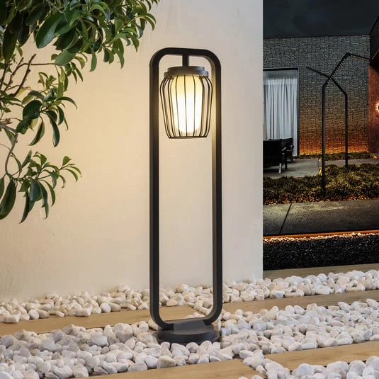 Lucande Bolardo luminoso Chandan, 90 cm, antracita, aluminio