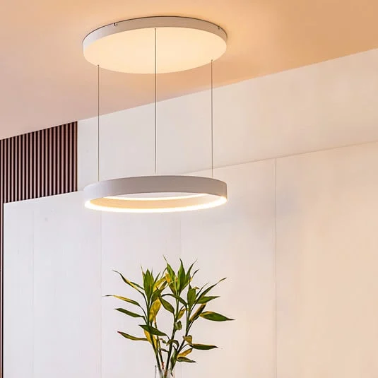 Lucande Lámpara colgante LED Philine, Ø 60 cm, blanco, hierro