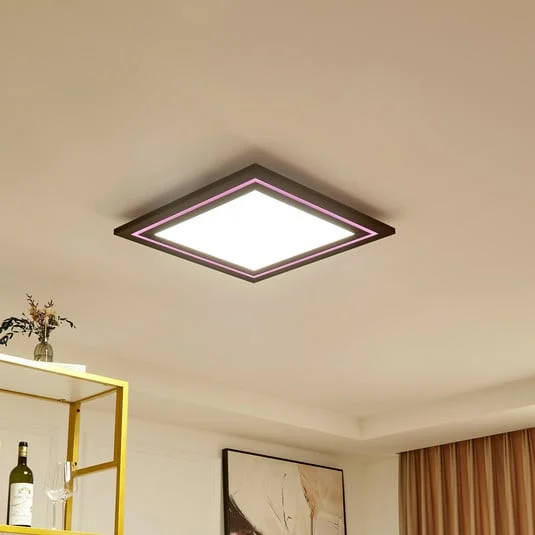 Lucande Lámpara de techo LED Leicy, níquel 60 cm Flujo de color RGB
