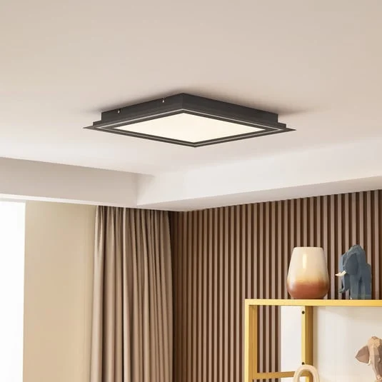 Lucande Lámpara de techo LED Leicy, negra, 44 cm, RGB, CCT