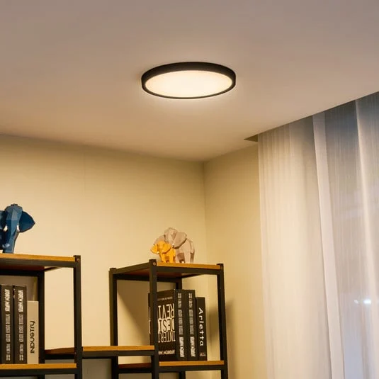 Plafón Lindby Smart LED Pravin, Ø 30 cm, CCT, negro