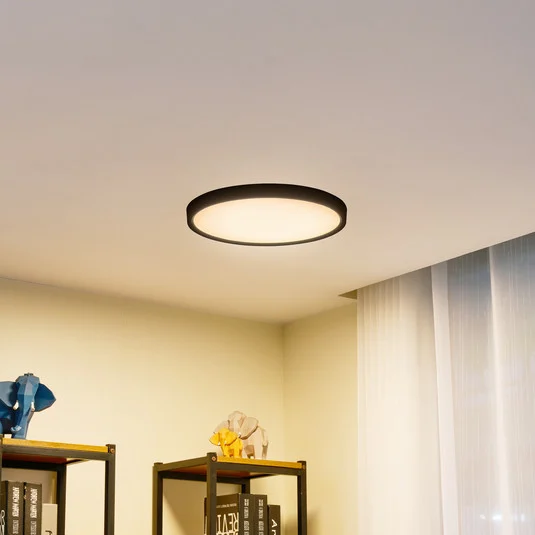 Plafón Lindby Smart LED Pravin, Ø 40 cm, CCT, negro